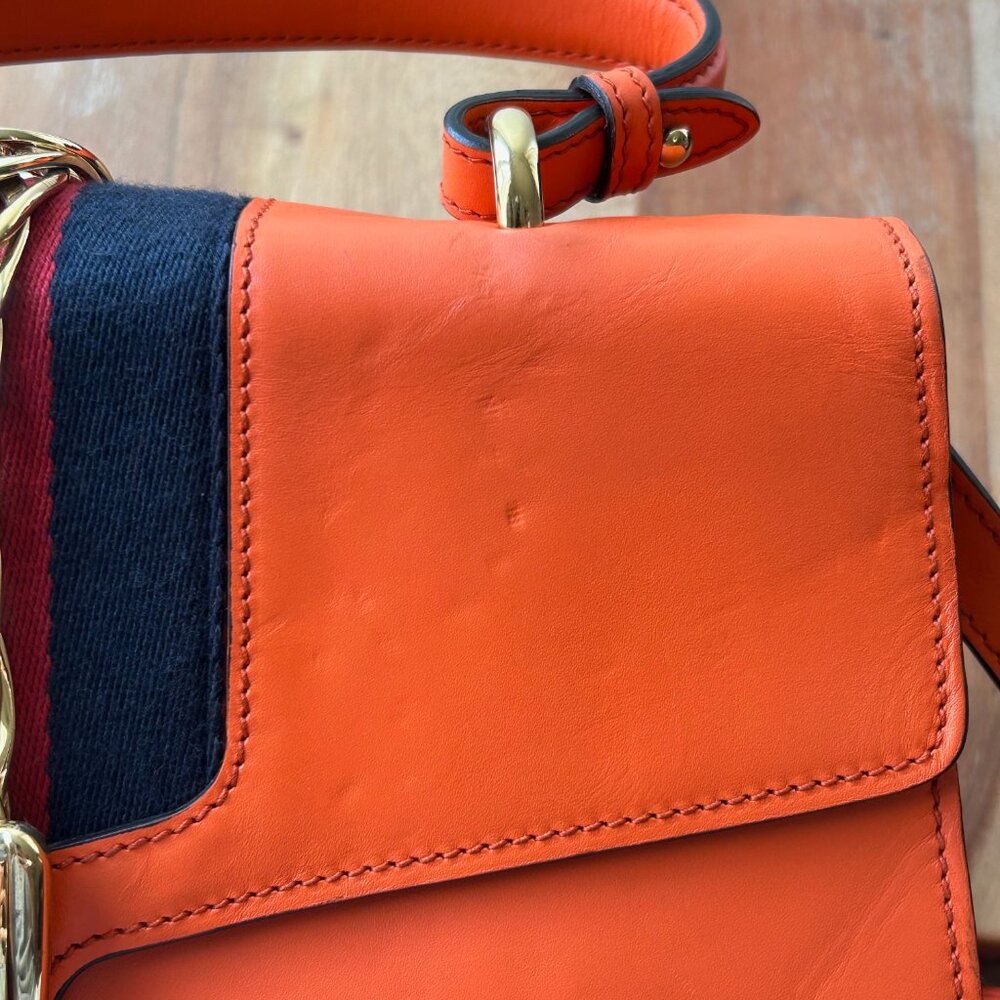 Gucci Leather Sylvie Web Orange Medium - Picture 16 of 16